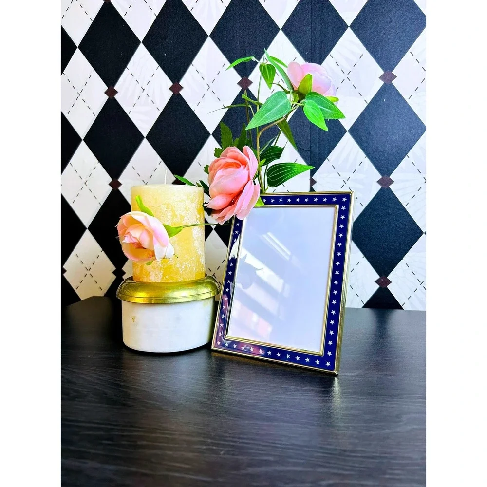 Blue Star Photo Frame Gold Trim Americana Picture Frame‎ 7x5 Inch